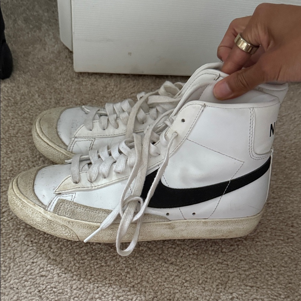 Nike White and Black High-Top Sneakers